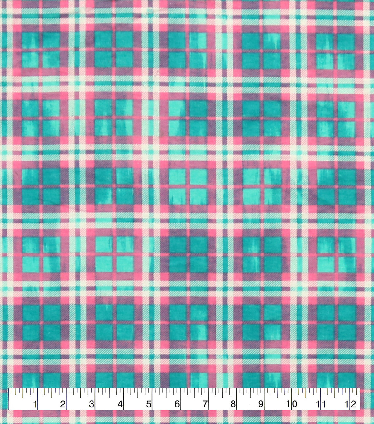 Aqua & Pink Tartan Plaid Super Snuggle Flannel Fabric