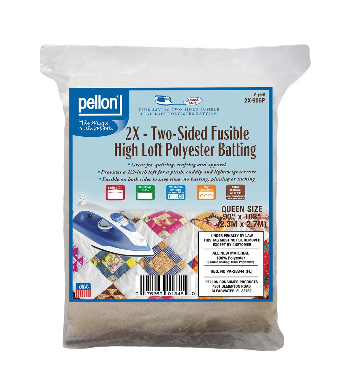 Pellon 2-Sided Fusible Polyester Batting 90