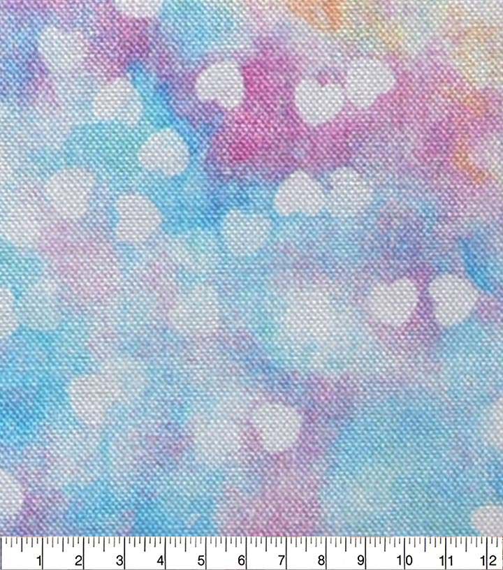 Hearts on Blue & Pink Cotton Fabric by Keepsake Calico