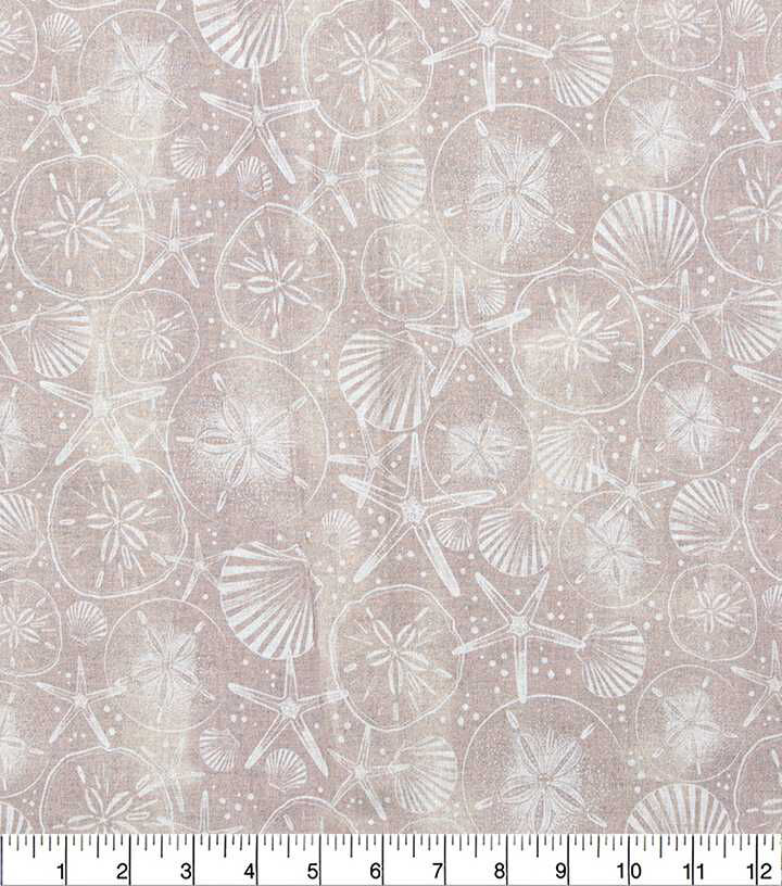 Sandollars And Shells Tan Novelty Cotton Fabric