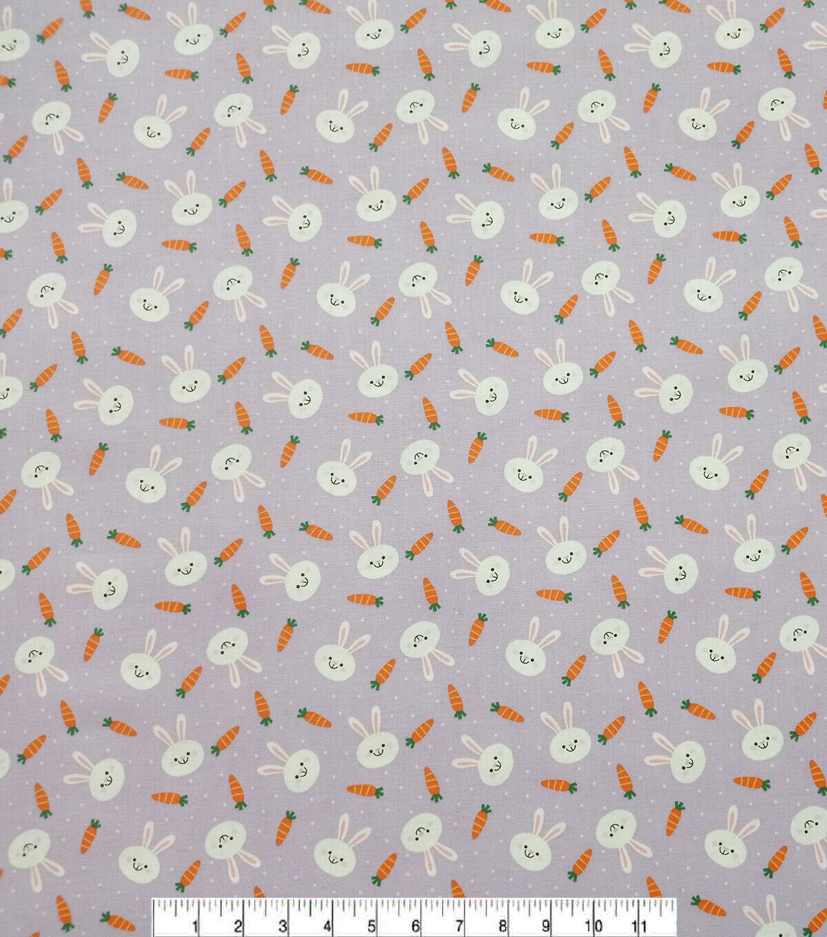Bunny & Carrots on Purple Easter Cotton Fabric