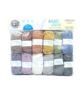 Lion Brand Basic Stich Antimicrobial 37yds Polyester Yarn 12 Bundle