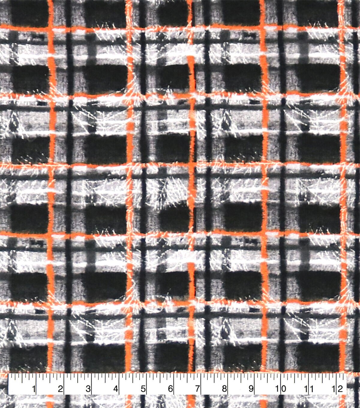 Black Orange Blurry Plaid Super Snuggle Flannel Fabric