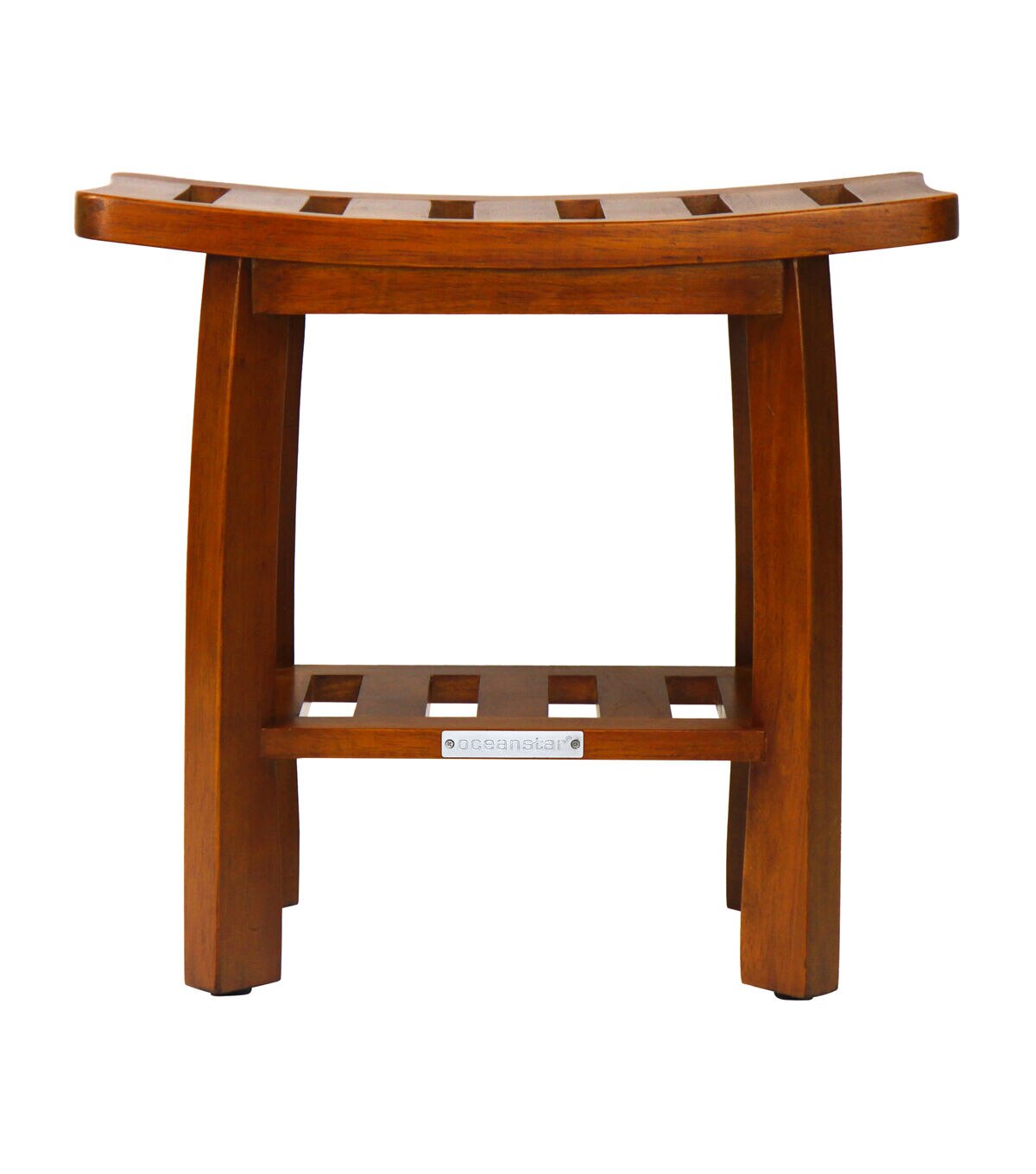 Oceanstar Teak Solid Wood Spa Shower Bench with Storage Shelf
