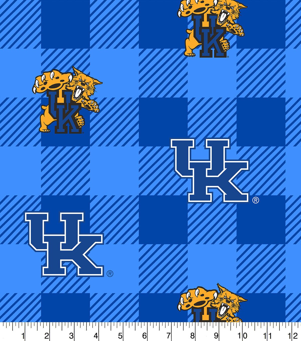 Kentucky Wildcats Fleece Fabric Buffalo Check