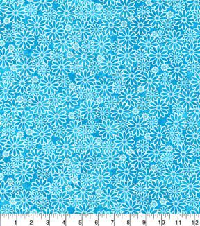 Fabric Traditions Daisies on Teal Cotton Fabric by Keepsake Calico