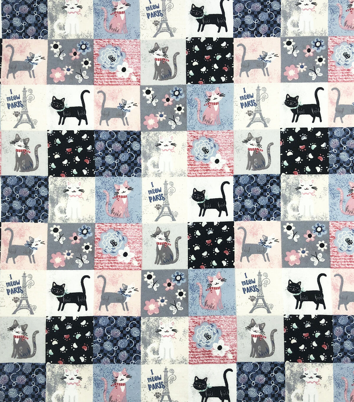 I Meow Paris Block Super Snuggle Flannel Fabric