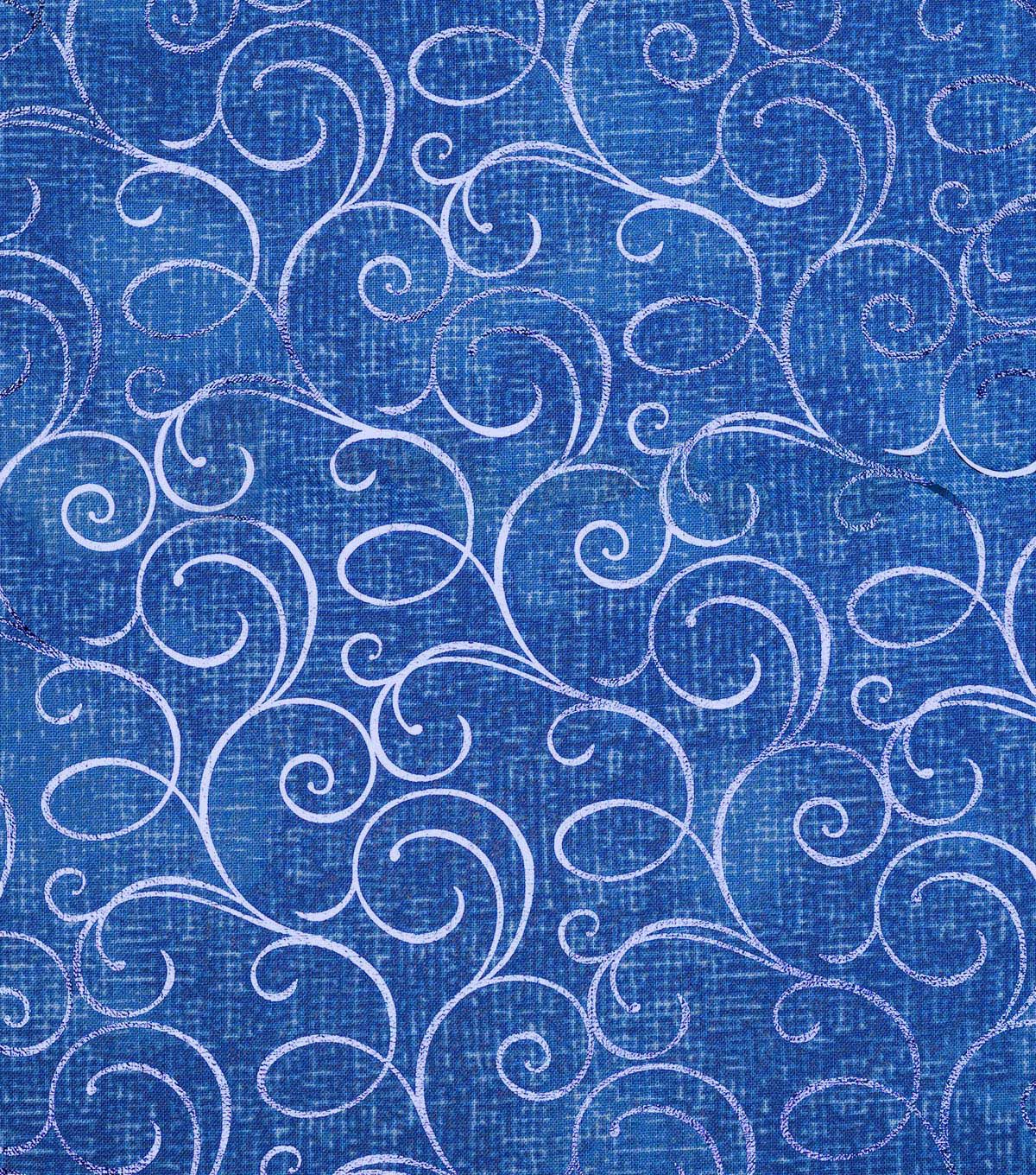 Blue Scroll Quilt Foil Cotton Fabric by Keepsake Calico