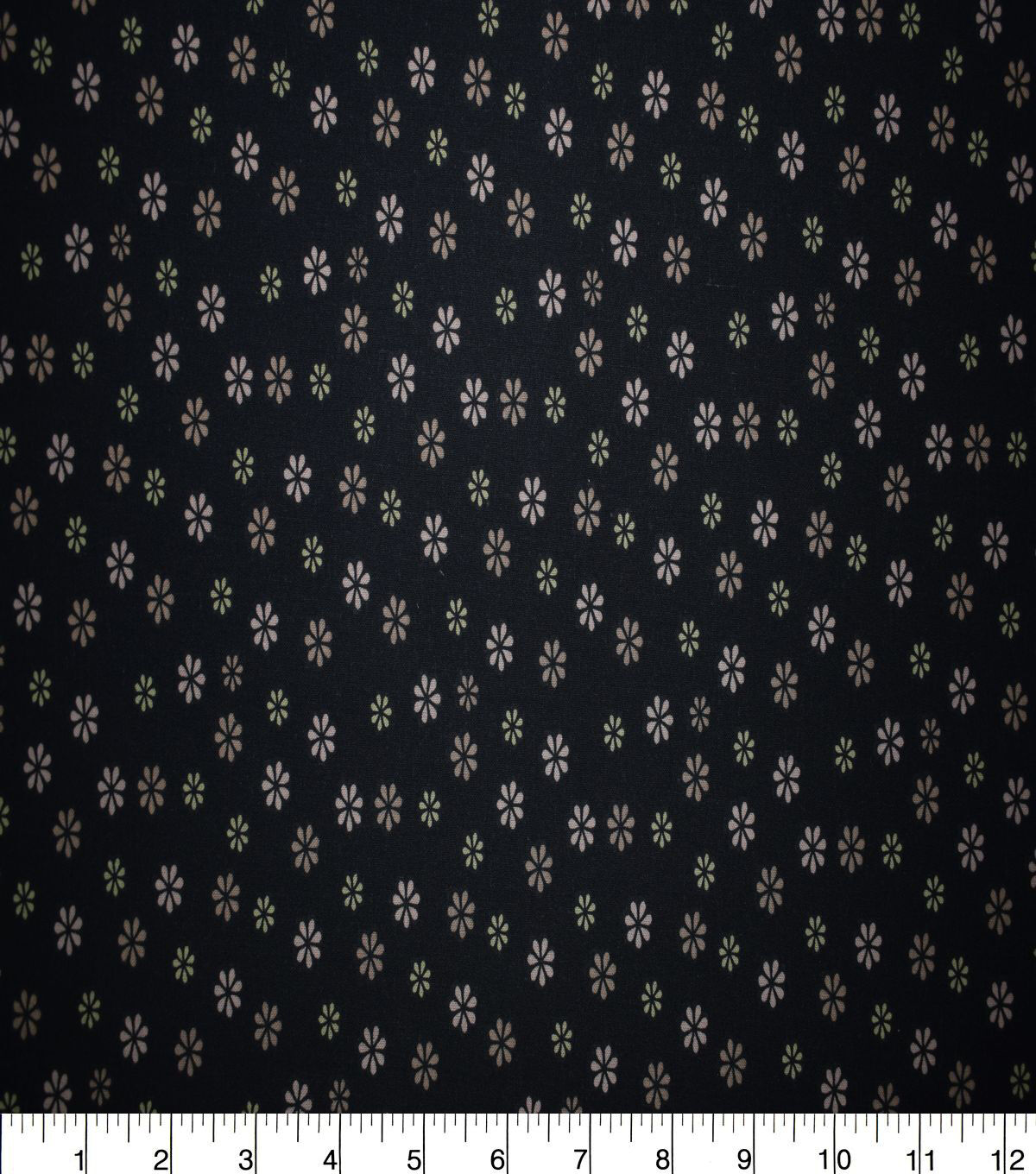 Mini Floral Medallion on Black Quilt Cotton Fabric by Quilter's Showcase