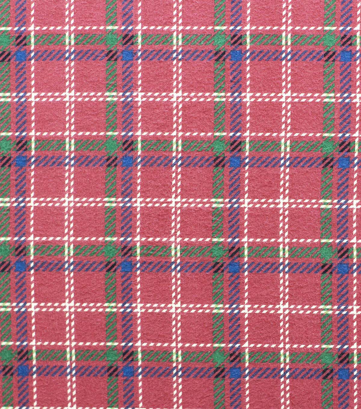 Dotted Plaid on Red Super Snuggle Christmas Flannel Fabric