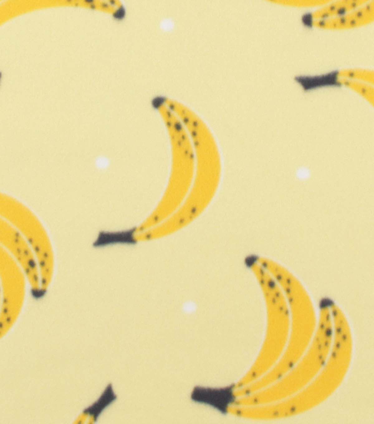 Bananas on Yellow Blizzard Fleece Fabric