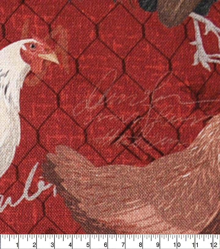 Roosters on Red Novelty Cotton Fabric
