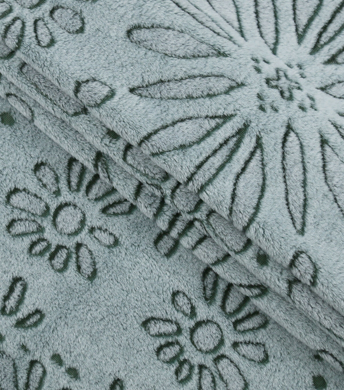 Sew Lush Floral Green Embossed Fleece Fabric