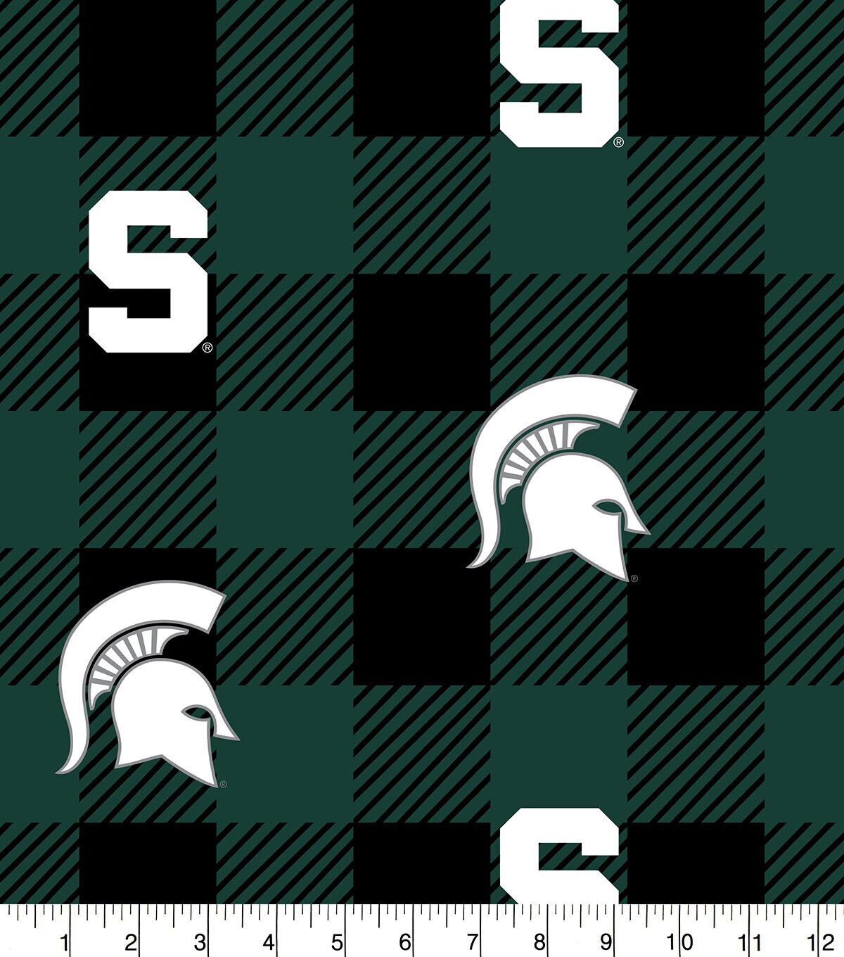 Michigan State Spartans Fleece Fabric Buffalo Check