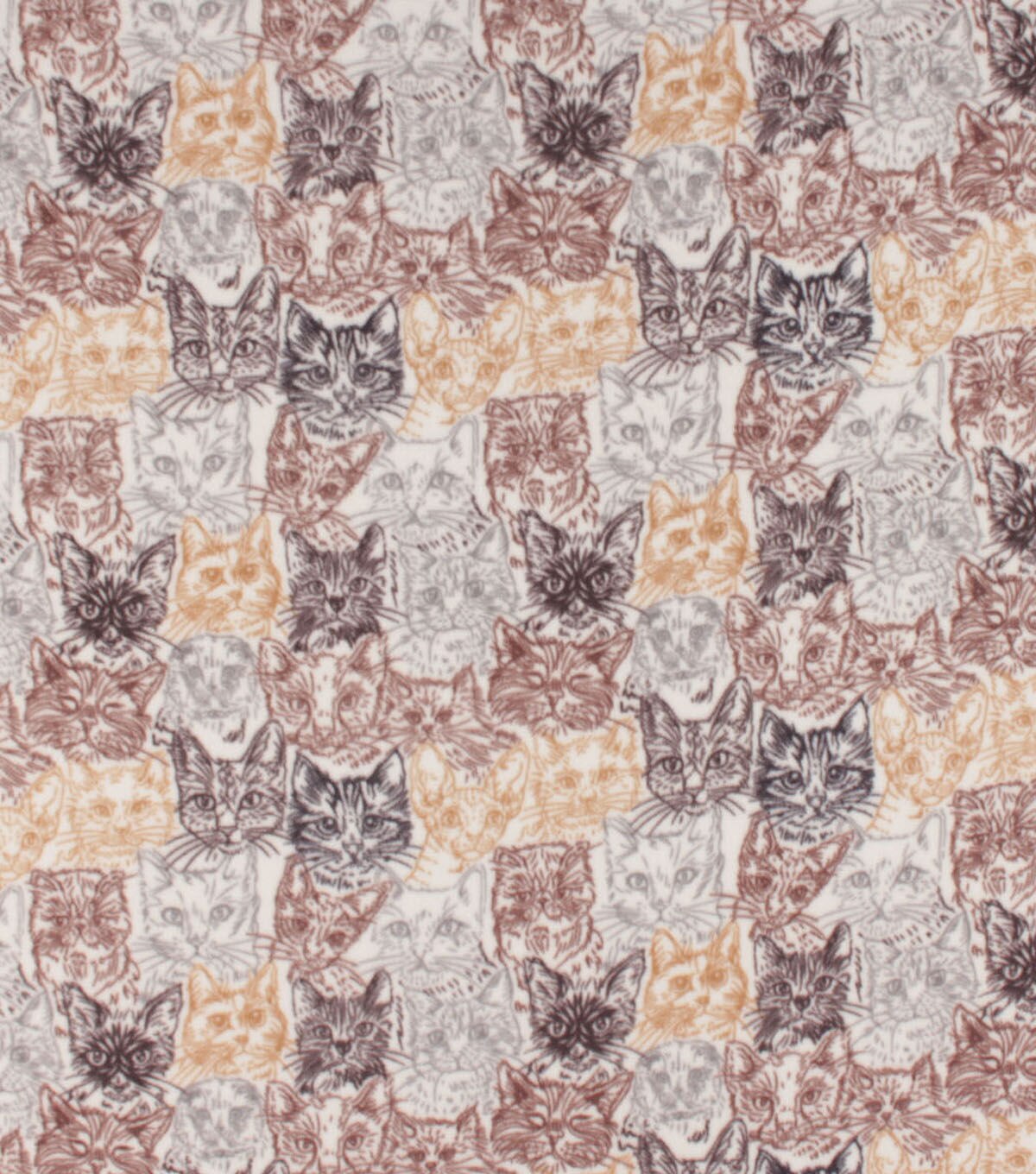 Brown Packed Cats Anti Pill Fleece Fabric