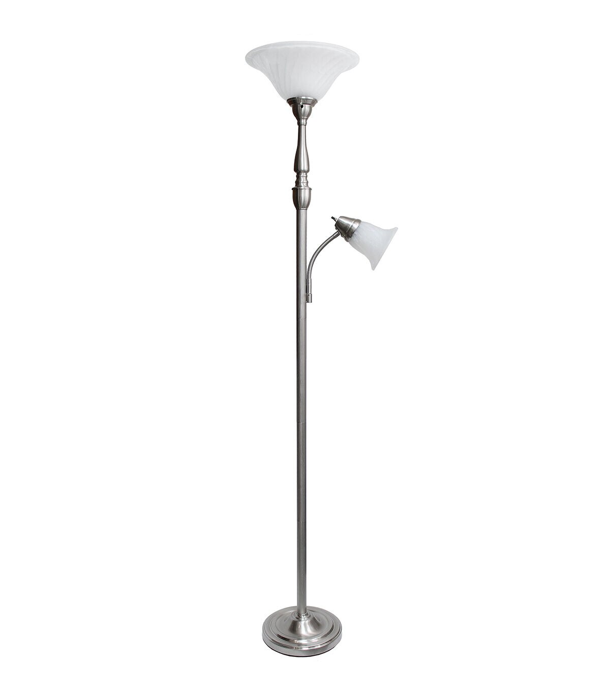 All The Rages Floor Lamp with Reading Light and Marble Glass Shades