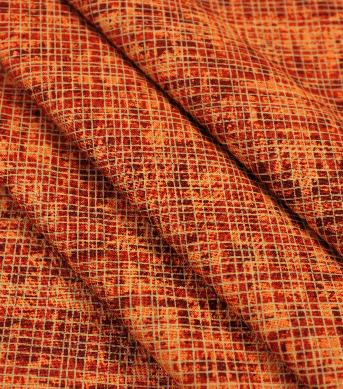 Rust Crosshatch Harvest Cotton Fabric
