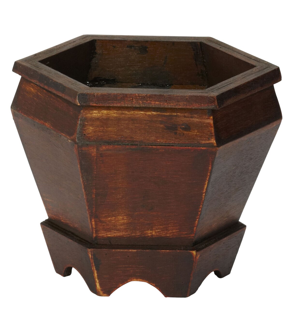 Nearly Natural 3ct Wooden Hexagon Decorative Planter
