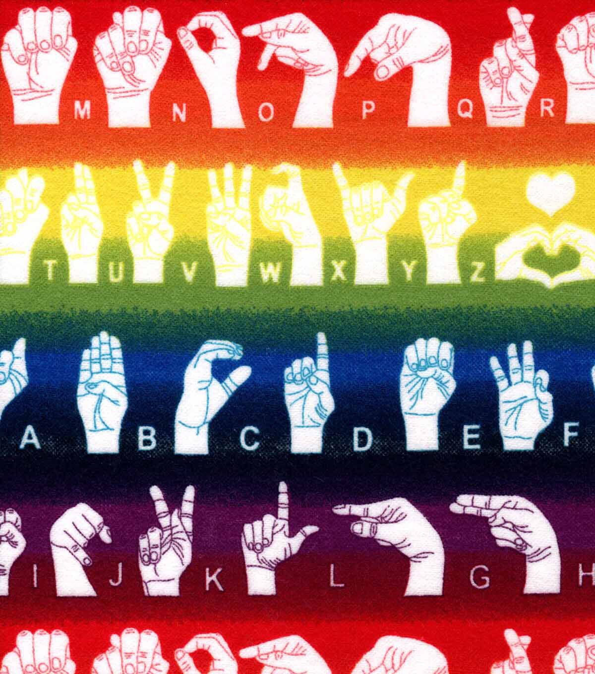 Sign Language Super Snuggle Flannel Fabric