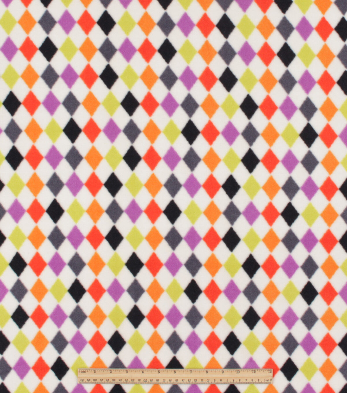 Multicolor Diagonal Checkerboard Anti Pill Fleece Fabric by POP!