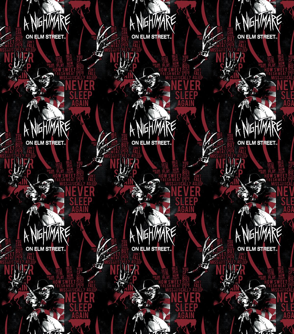 Nightmare On Elm Never Sleep Cotton Fabric