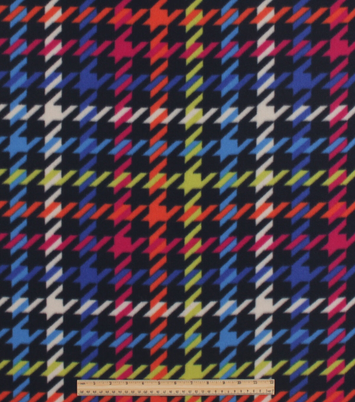 Black Neon Plaid Blizzard Prints Fleece Fabric