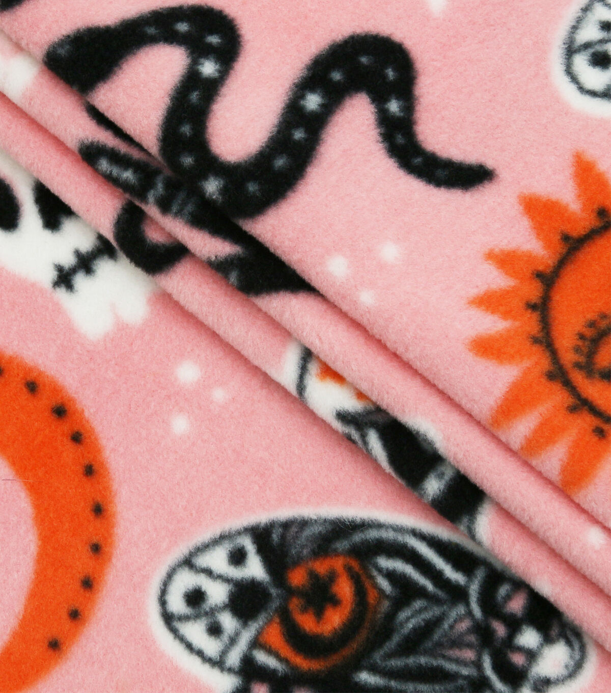 Halloween Icons on Pink Anti Pill Fleece Fabric