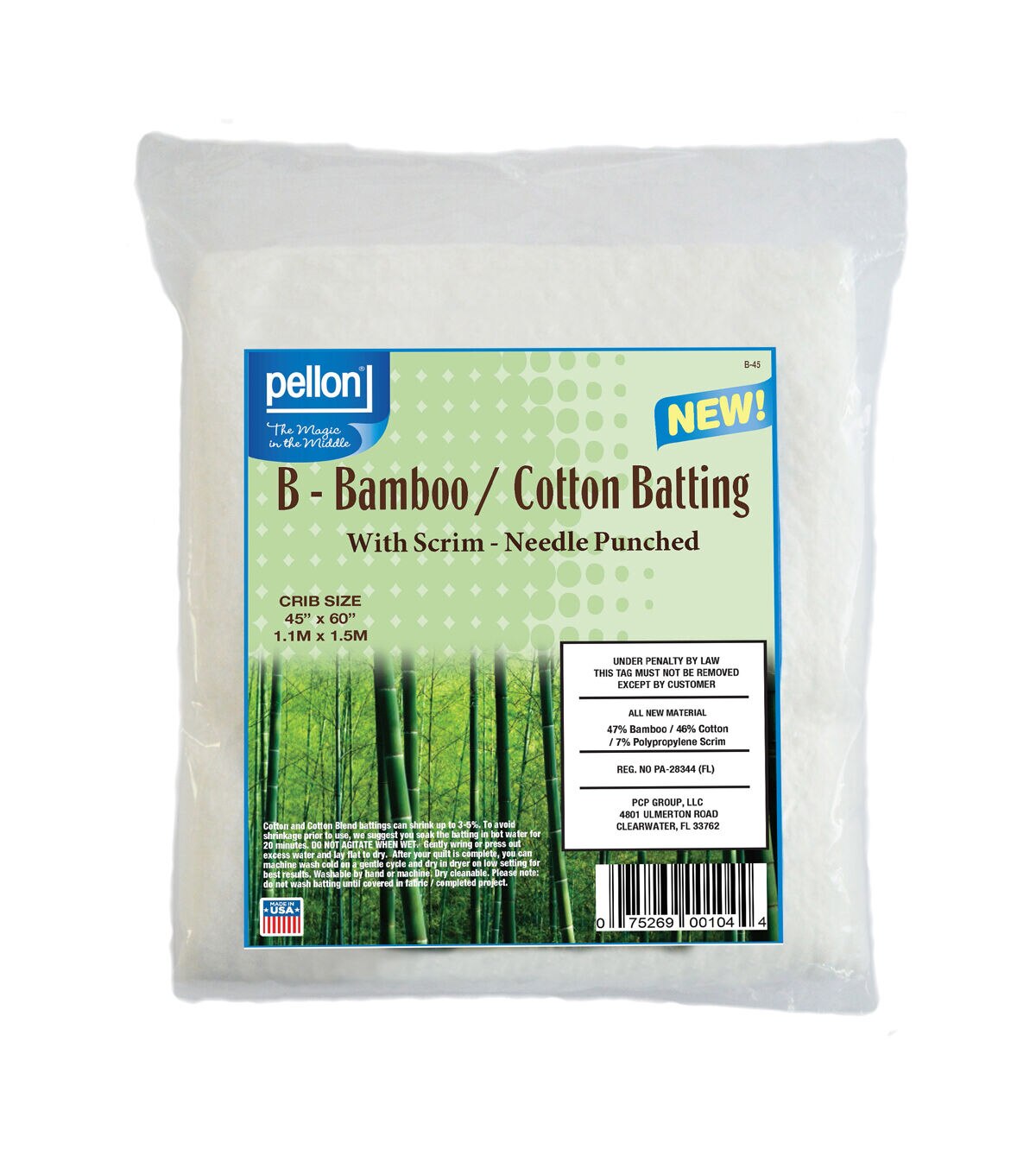 Pellon Bamboo/Cotton Batting With Scrim 45