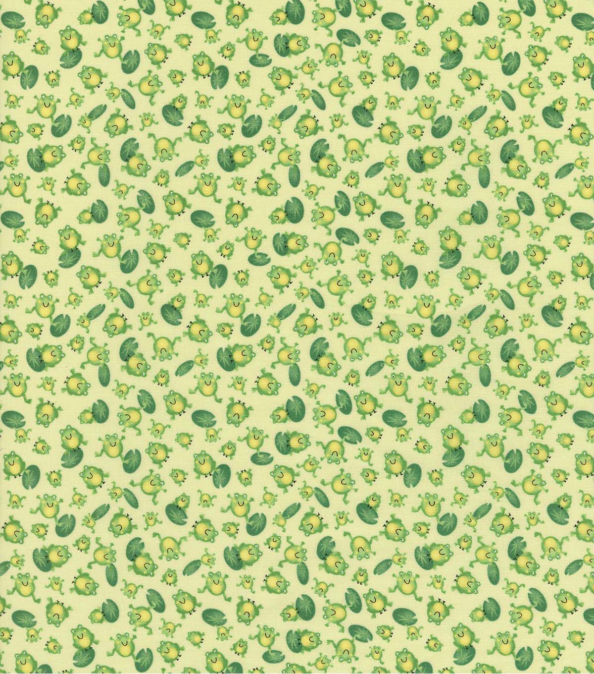 Hi Fashion Frogs & Lily Pads on Yellow Novelty Cotton Fabric