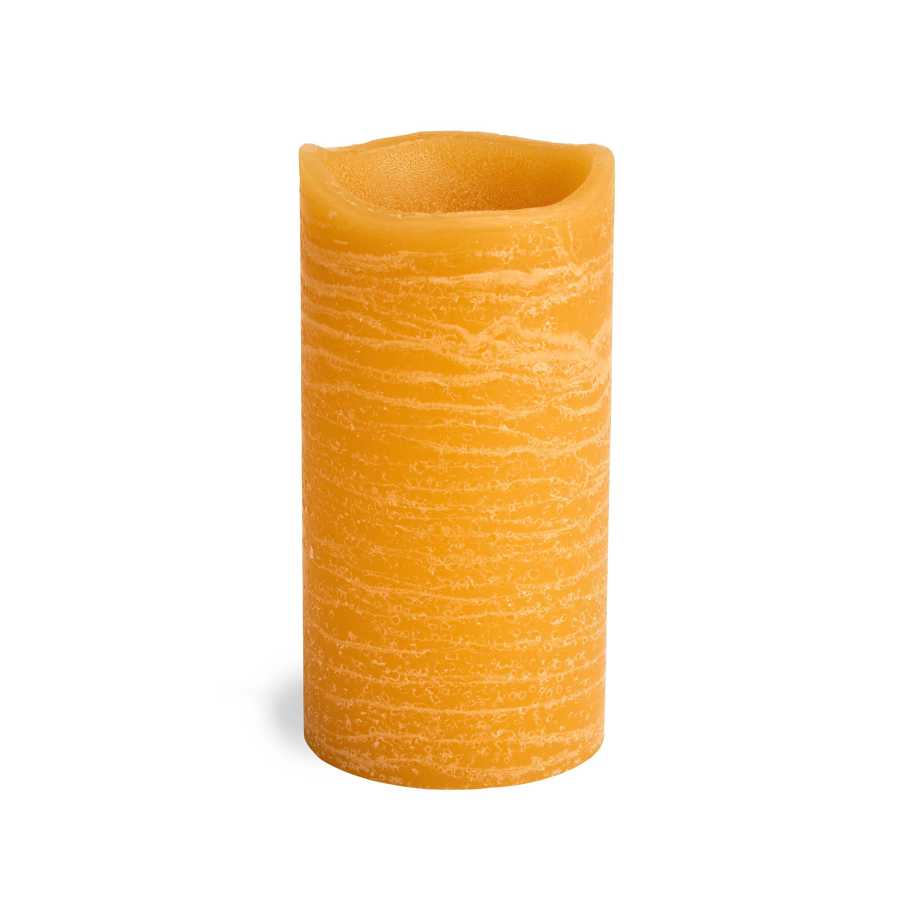 Flameless Cinnamon Chai Scented LED Rustic Pillar Candle 3''x6'' Honey