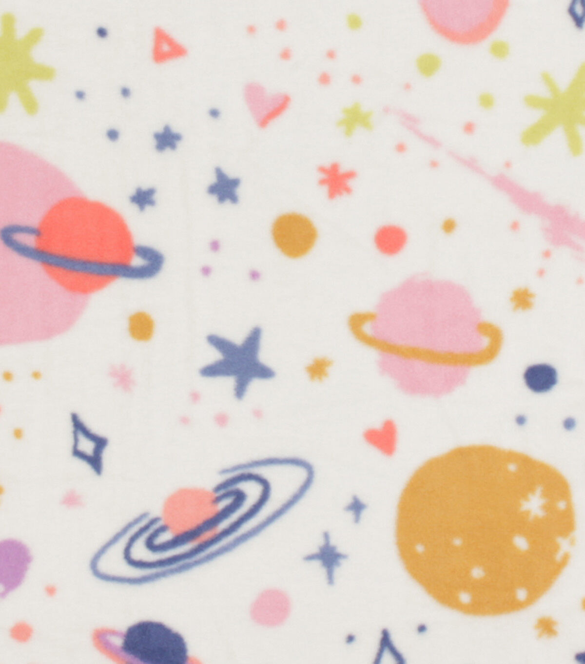 Planet Doodles on White Anti Pill Fleece Fabric