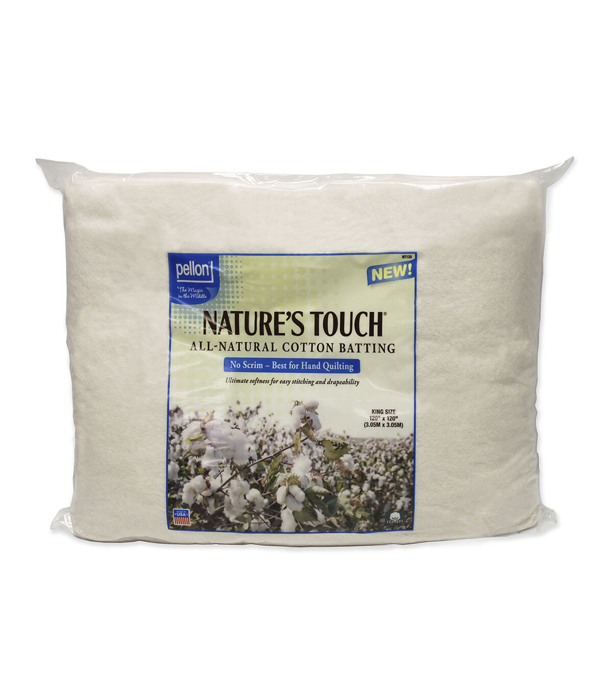 Pellon Natures Touch Natural Cotton King Batting 120X120