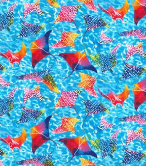 Fabric Traditions Rainbow Stingrays Novelty Cotton Fabric