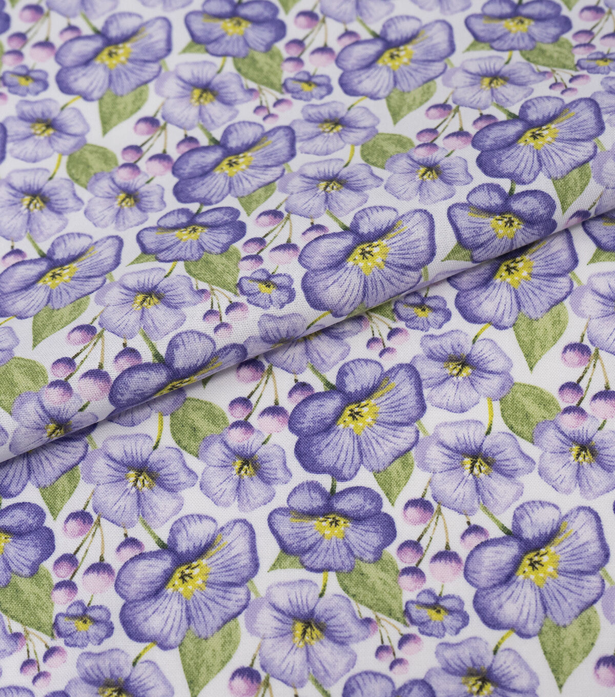Purple Blooms & Leaves Cotton Fabric by Keepsake Calico