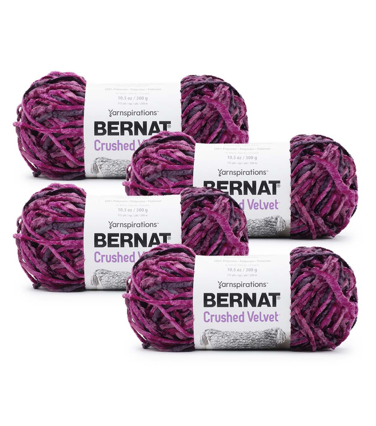 Bernat Crushed Velvet 315yds Bulky Polyester Yarn 4 Bundle