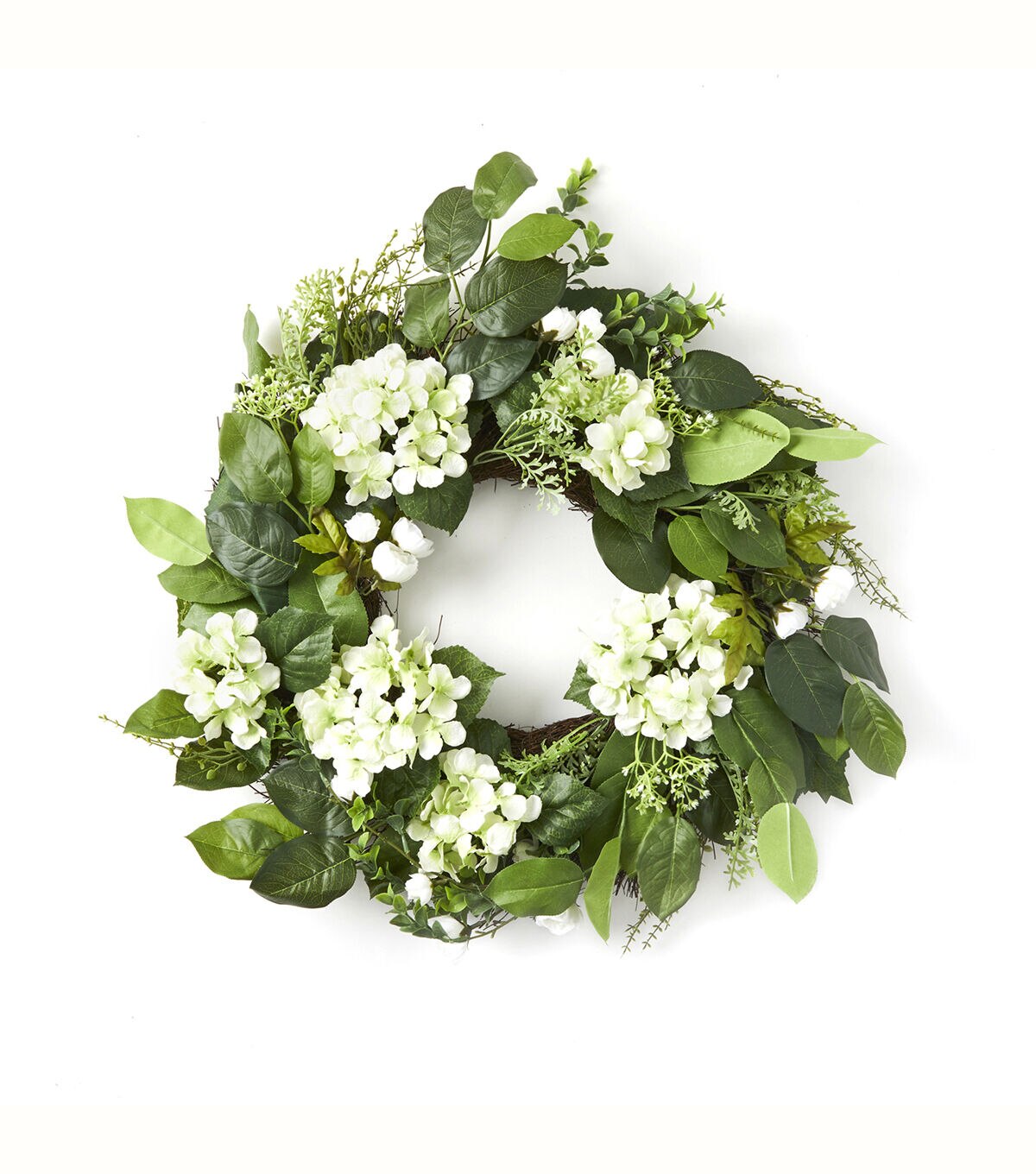 Hydrangea, Ranunculus & Leaf Coordinating Spring Wreath & Garland