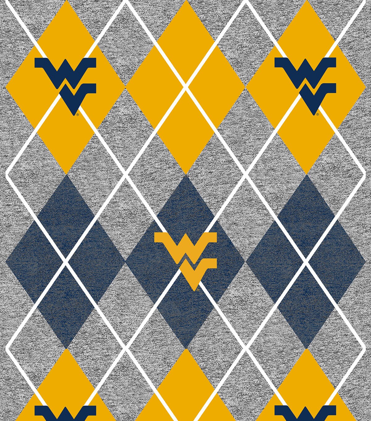 West Virginia Mountaineers Fleece Fabric Heather Argyle
