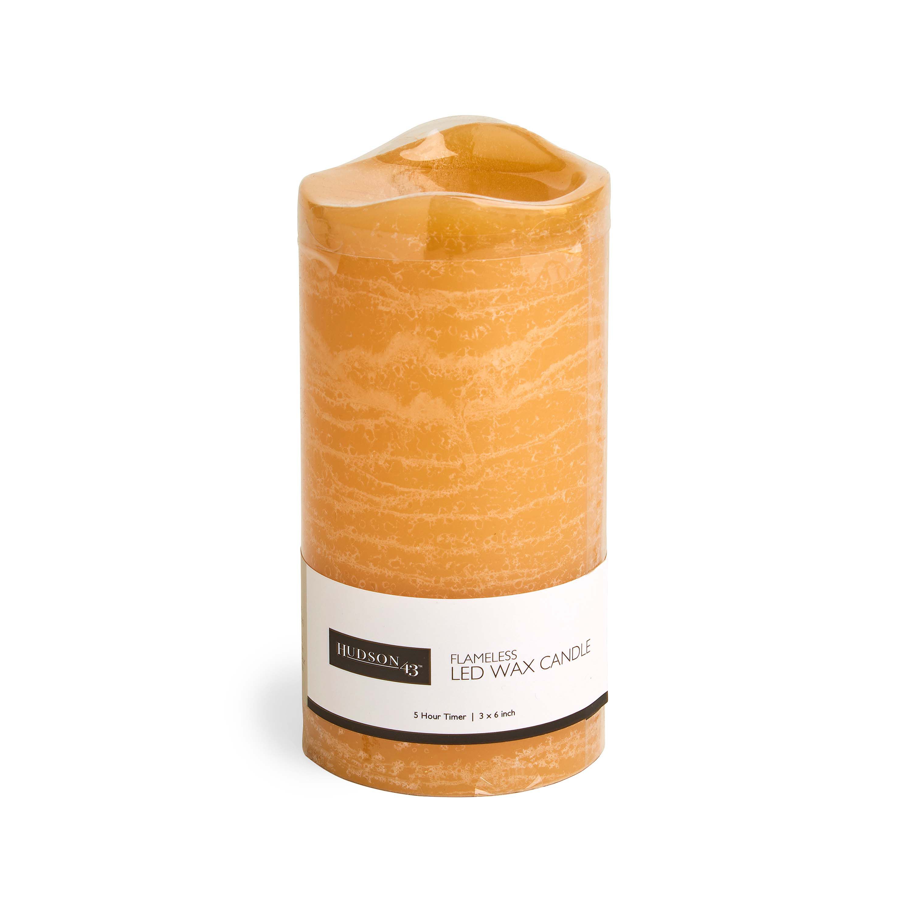 Flameless Cinnamon Chai Scented LED Rustic Pillar Candle 3''x6'' Honey