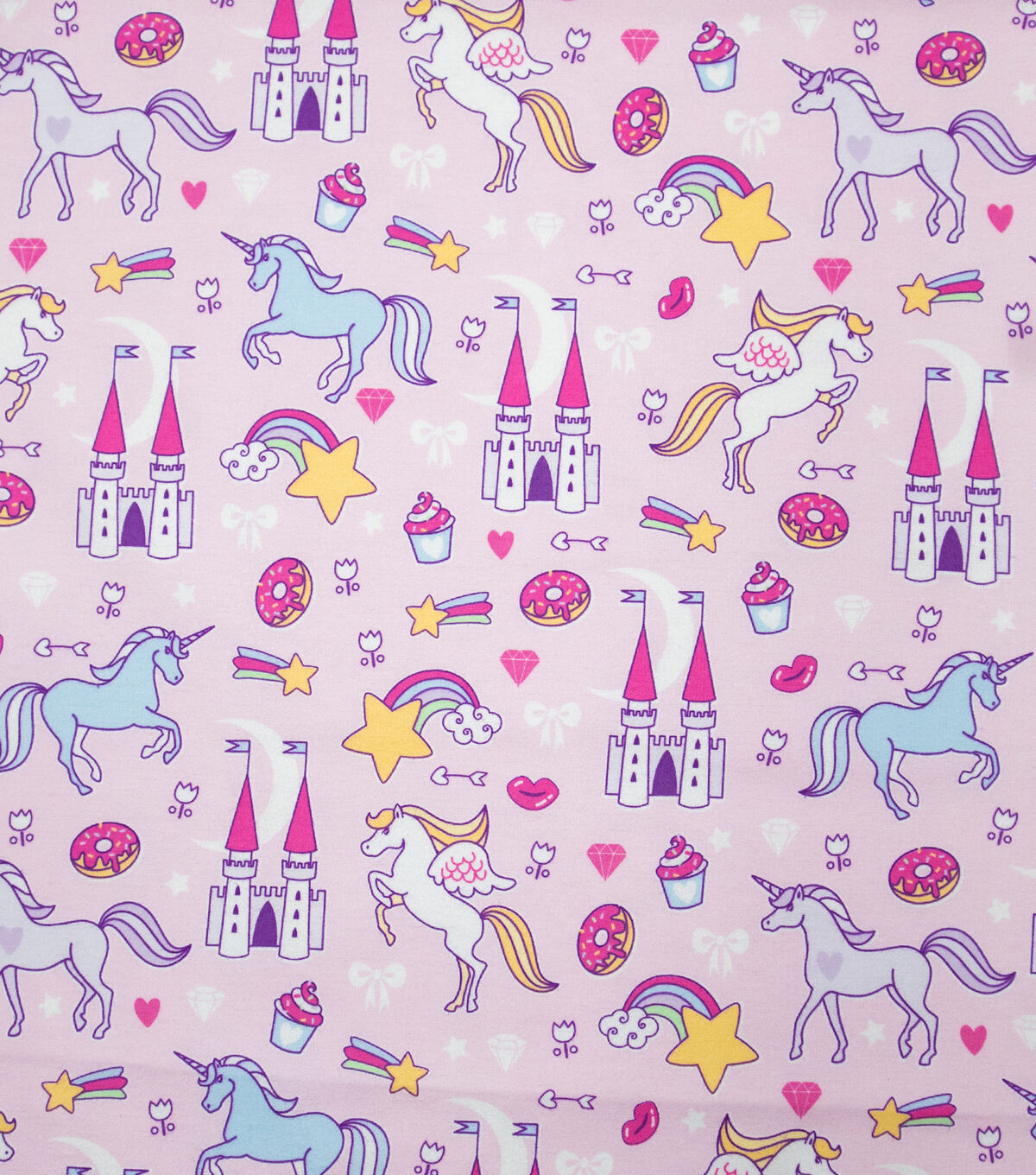 Unicorn Castle on Pink Super Snuggle Flannel Fabric
