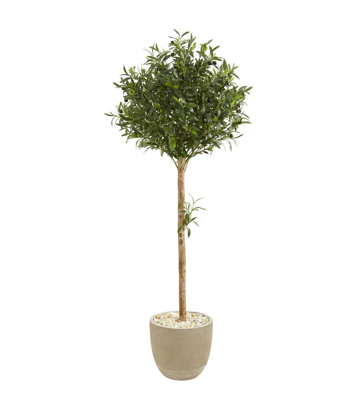 Nearly Natural 5' Olive Topiary Artificial Tree in S& Stone Planter