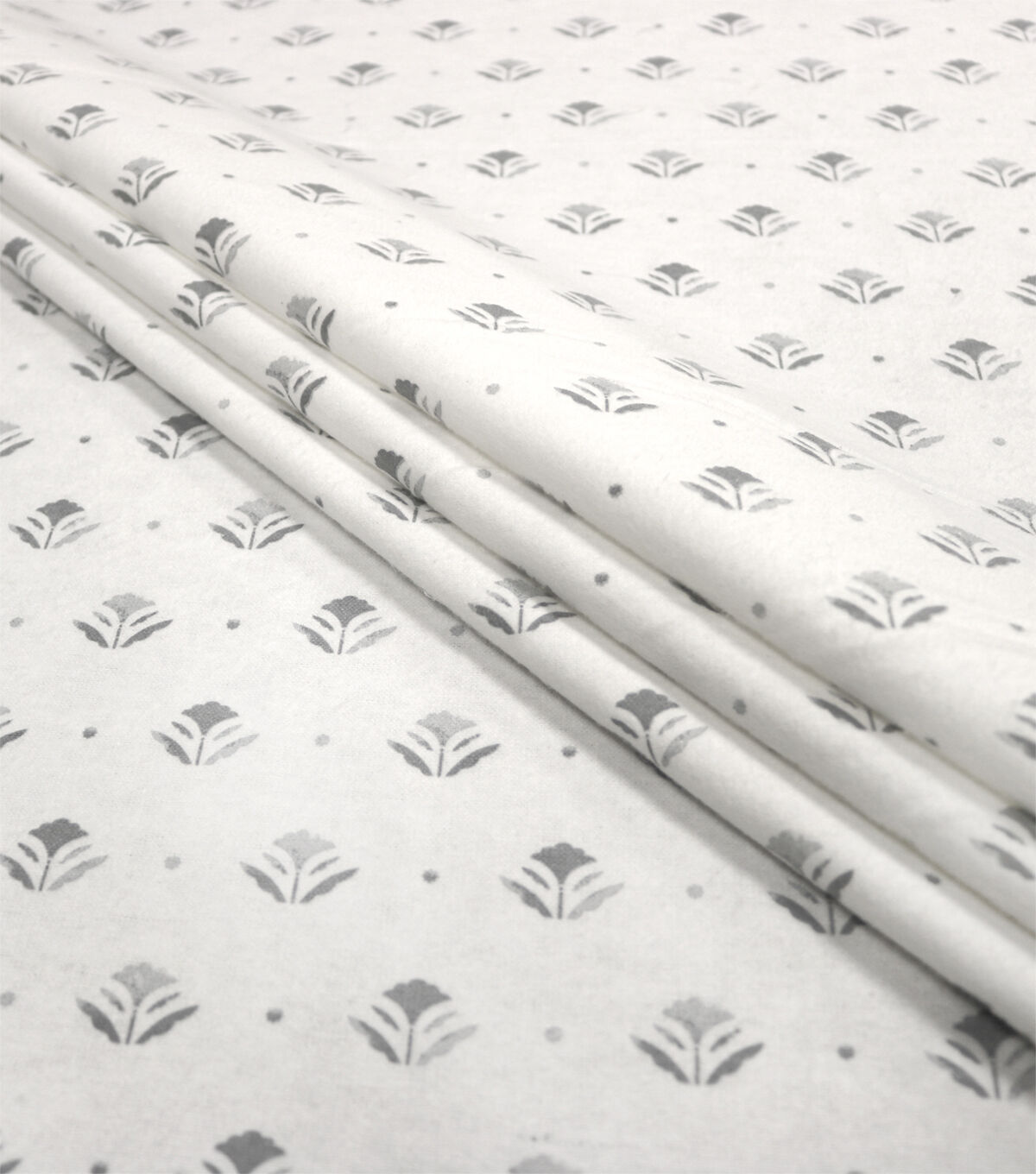 Stamped Floral Blue Super Snuggle Cotton Fabric