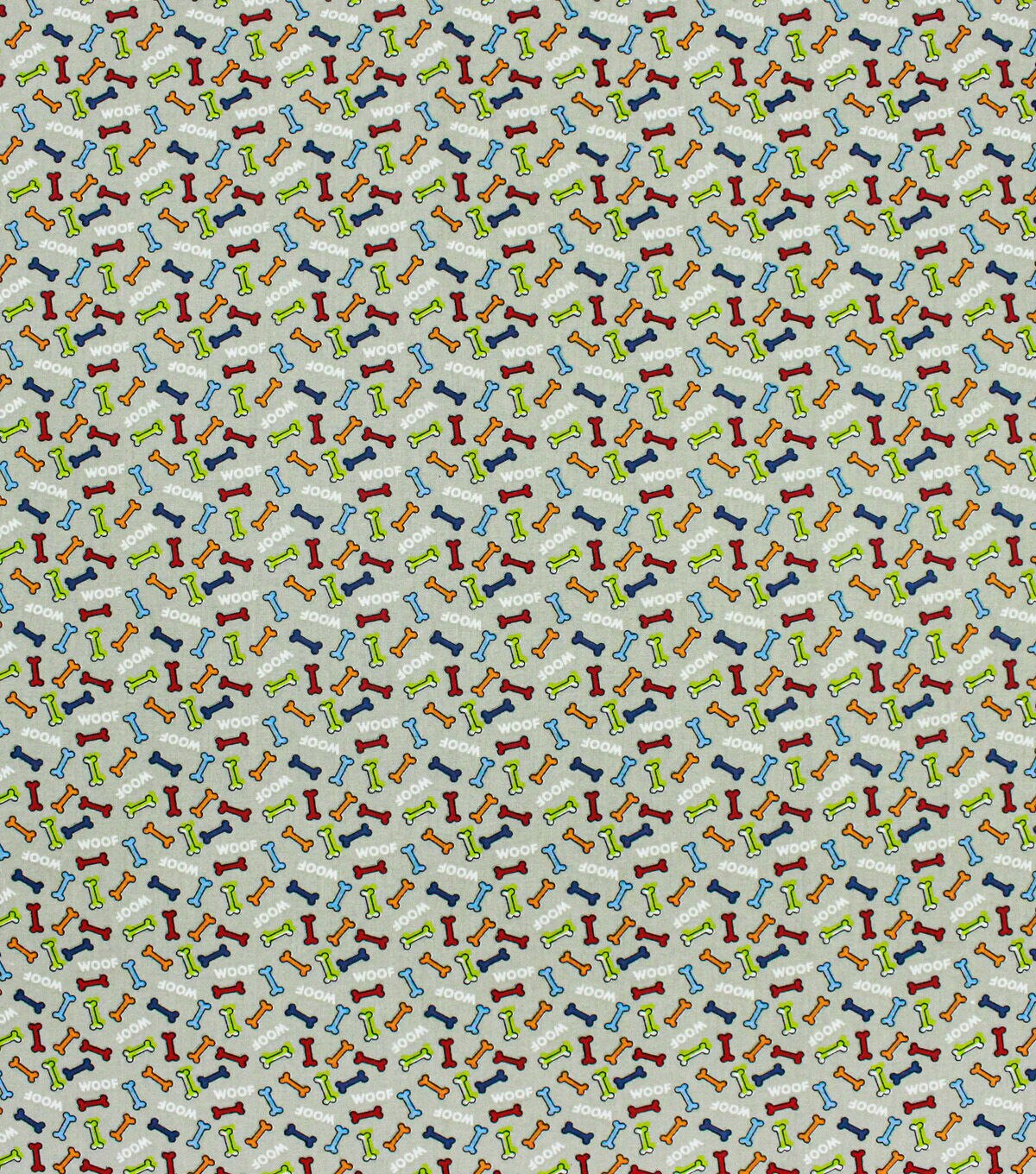 Novelty Cotton Fabric Colorful Dog Bones On Gray