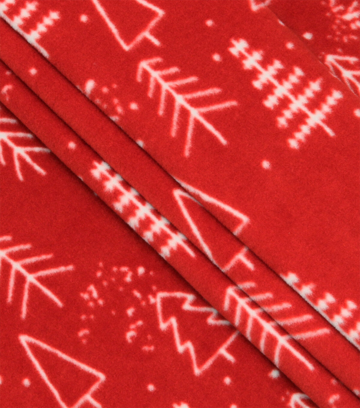 Christmas Trees on Red Anti Pill Fleece Fabric