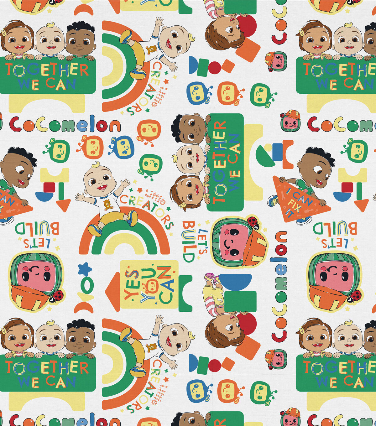 Cocomelon Tossed Let's Build Kids Cotton Fabric