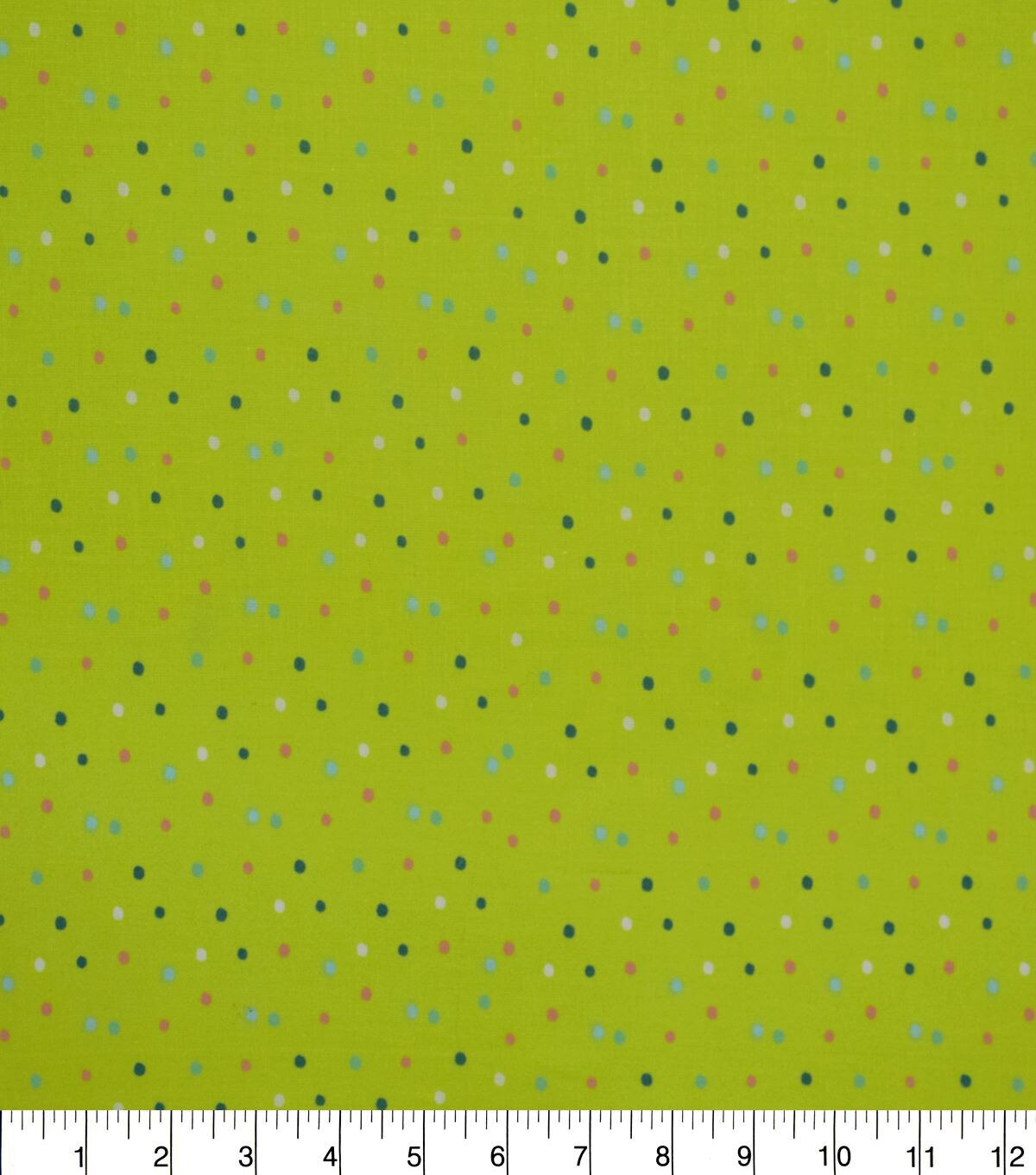 Dots on Green Quilt Cotton Fabric by Quilter's Showcase