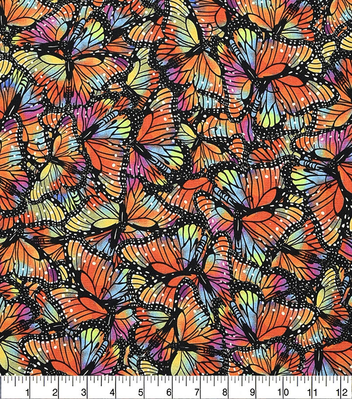 Multicolor Butterflies Premium Cotton Fabric