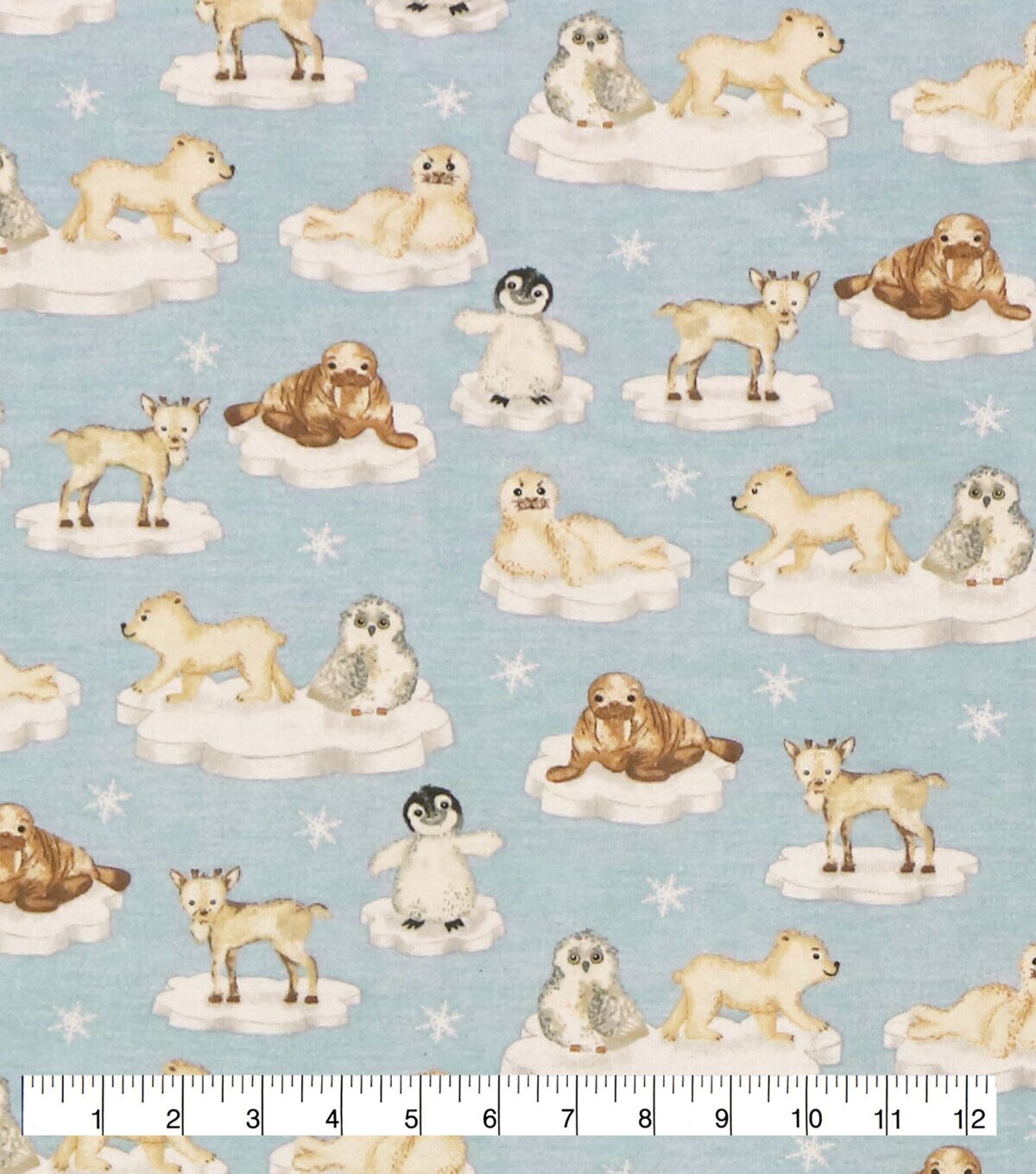 Arctic Animals On Ice Patches Super Snuggle Flannel Fabric