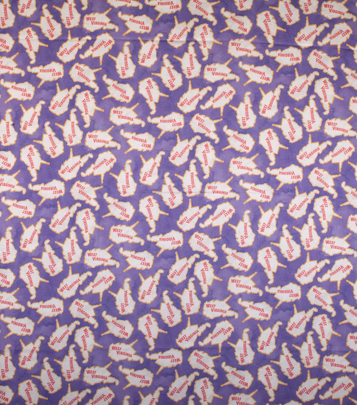 West Virginia Cotton Fabric Tossed State