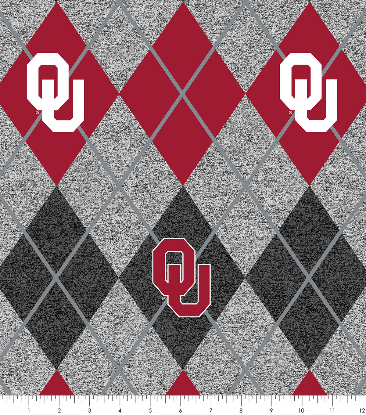Oklahoma State University Fleece Fabric Heather Argyle