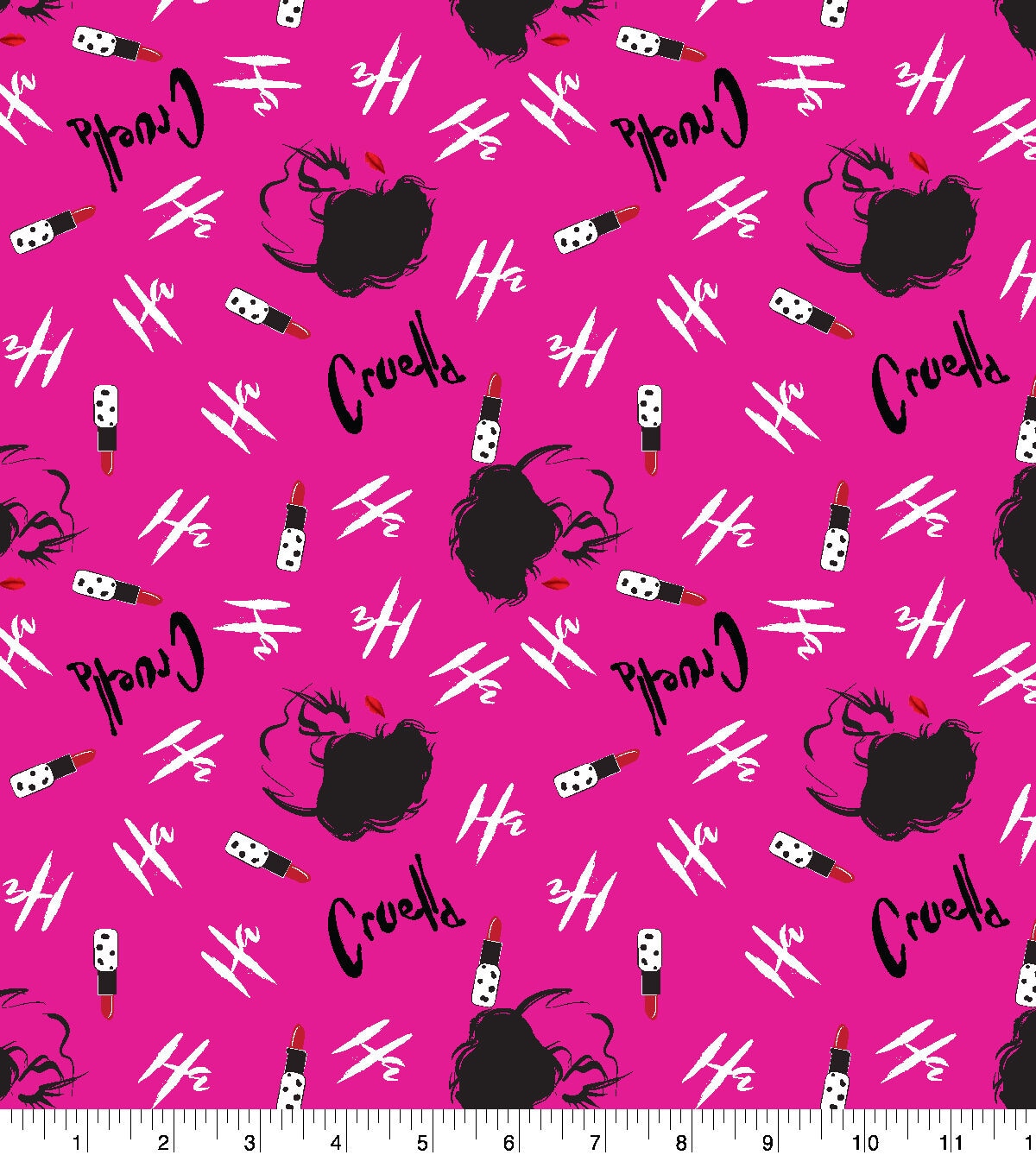 Disney Villains Cruella Lipstick Cotton Fabric